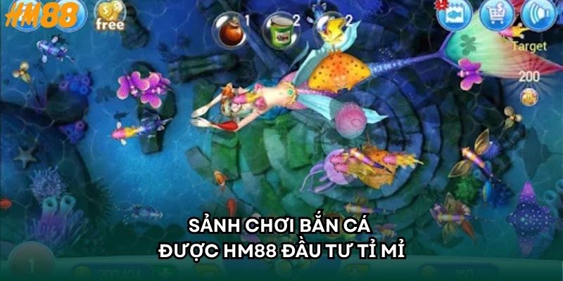 Sảnh chơi bắn cá được HM88 đầu tư tỉ mỉ